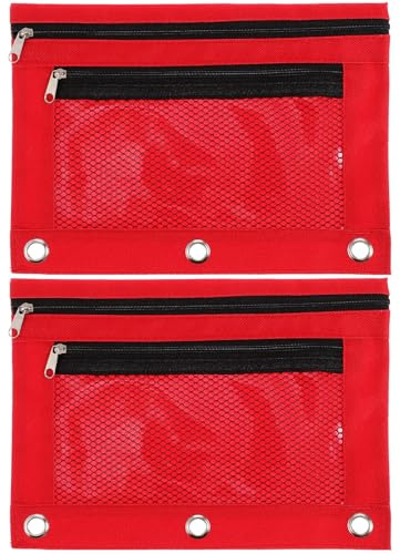 SOESFOUFU 2pcs Zipper Pencil Pouch Cases for Ring Binder, Lightweight Oxford Cloth Pencil Bags with Smooth Opening and Closing, Portable Pen Storage Container Suitable for School and Office