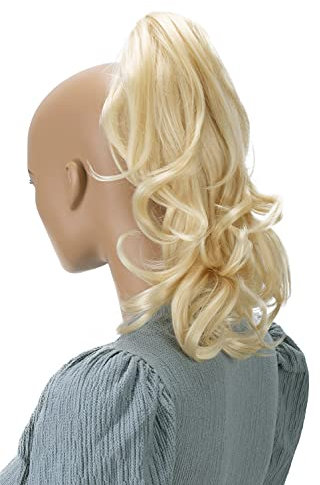 CAISHA 35cm Haarteil Helena Zopf Haarverlängerung mit Butterflyklammer Voluminös Gewellt Platinblond H84