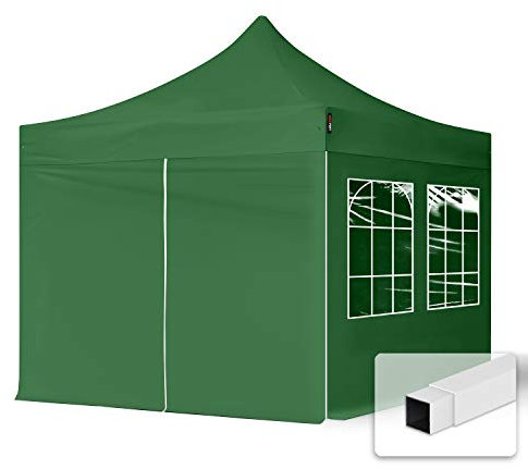 TOOLPORT 3x3m Pavillon Faltpavillon Klappzelt inkl. 4 Seitenteile Stahl Faltzelt Garten Partyzelt grün