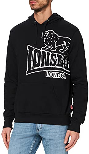 Lonsdale London Tadley Uomo Felpa con Cappuccio Nero L 60% Cotone, 40% Poliestere Regular