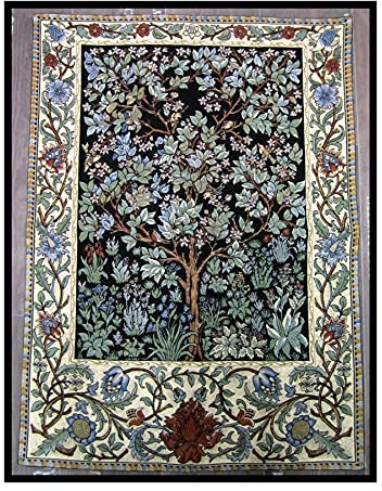 Wandteppich aus Italy Gobelin William Morris Lebensbaum Tree of Life 70x90 cm Wanddeko Modern Wandteppich Wandbehäng Wandtuch Tapisserie