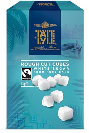 Tate & Lyle Rough Cut White Sugar Cubes, for Hot Drinks - 1kg | Rough Cut White Sugar Cubes, Pure White Crystals, For Everyday Baking, Pure Cane Sugar