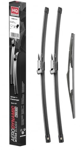 HQ AUTOMOTIVE Wiper Blades for CITROEN C4, (B5) (2004-2010) | 3-piece front, 28 in + 24 in & rear 12-in set, Pinch Tab connector, graphite-coated rubber, rain sensor ready