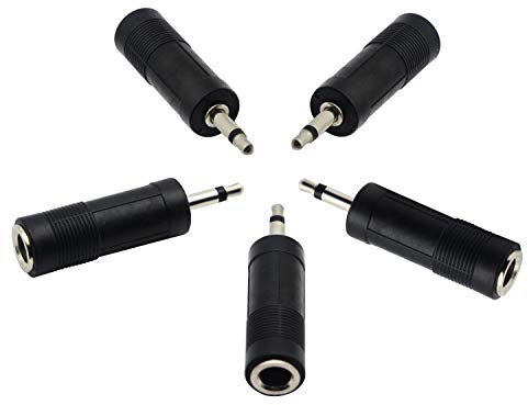 zdyCGTime 3.5mm to 6.35mm Adapter,3.5mm Mono 1/8 inch Audio Male to 6.35mm 1/4 inch Female Mic Plug Adapter Jack Converter.(5 Packs)