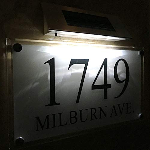 Personalised Large SOLAR LIGHT Crystal effect House Signs Plaques Door Numbers 1-9999 Street Name Plate LED