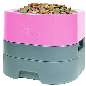 PET WEIGHTER Raised Dog Bowl - Weighted Dog Bowl or Cat Bowl, No Spill! - Elevated Dog Bowls for Large Dogs & Small - No More Spills, Sliding or Cleaning Up! (Large, Baby Pink)