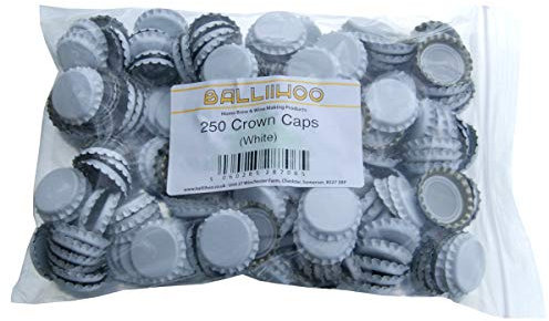 BALLIIHOO Pack of 250 Crown Bottle Caps - White