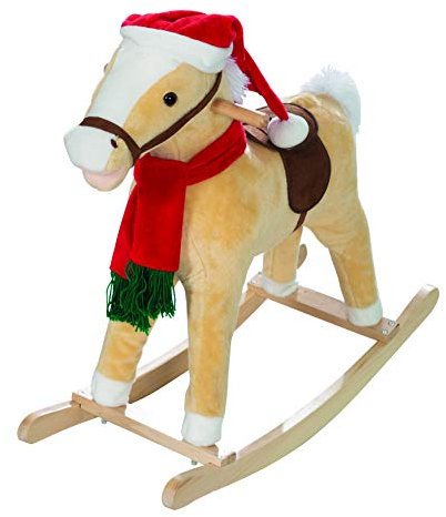 roba Schaukelpferd, mit Weihnachtsmütze & Schal, gepolstert, Sattel, Sound, 63x31x73cm, ab 24 Monate