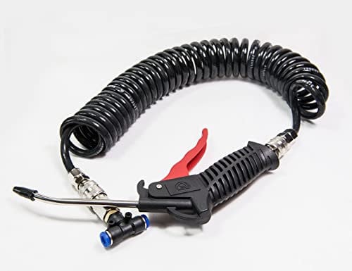 Druckluft Set Schwarz 5m Spiralschlauch Ausblaspistole LKW Auto PKW Boot, Druckluftschlauch, Maximaler Druck 13 BAR,Werkzeug für Metallarbeiter, Garagen, Werkstätten, Sprühmaler und Heimwerker usw