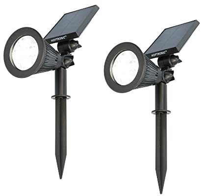 HOFTRONIC - Solar Gartenstrahler Bend IP65 Wasserdicht 6000K Gartenleuchte LED Solarlampen für Außen Solarleuchte 2 Stücke Erdspieß Wegeleuchte mit Wintersolar Solarpanel Kaltweiß Garten Solarstrahler