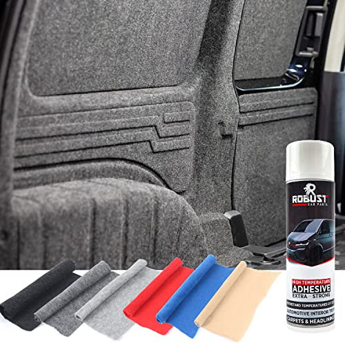 Van Lining Carpet - Various Size 4 Way Stretch Camper Conversion Pliable Trim(Smoke,5 Metre x 2 Metre +4 Cans)