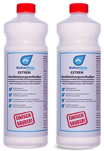 KaiserRein Profi Extrem Hochleistungsentkalker/Rostlöser flüssig 2x1L Kalklöser für Kaffeevollautomaten Entkalker Heißwassergeräte gegen Kalk, Urinstein, Wasserstein, Kesselstein und Rost