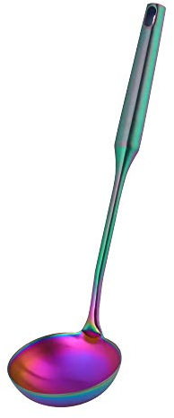 SBOMHS Schöpflöffel Edelstahl 18/10 Schöpfkelle Suppenkellen Langer Stiel 34 CM/ 13,4 Inch Regenbogen Matt Breite 9,2 CM/ 3,6 Inch