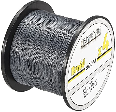 PATIKIL 547Yd/1640Ft Lenza Pesca Trecciata 4 Fili 60LB Polietilene Lenza Trecciata Resistente Abrasione Zero Allungamento per Acqua Salata o Acqua Dolce Grigio