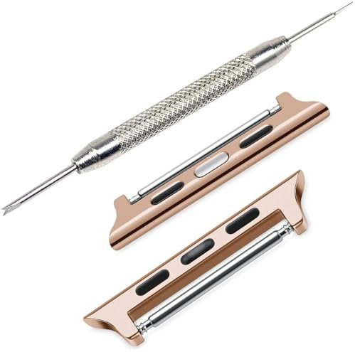 Vintage Time Watches | 20mm Watch Adapter Connector kit for 38/40 / 42 / 44mm Apple Smart Watch | + Tool and Pins (42/44mm, Rose Gold)
