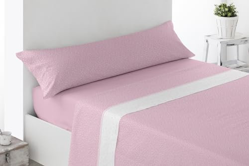 Energy Colors textil-hogar Juego Sábanas 3 Piezas Verano (Noja Rosa, Cama 150)