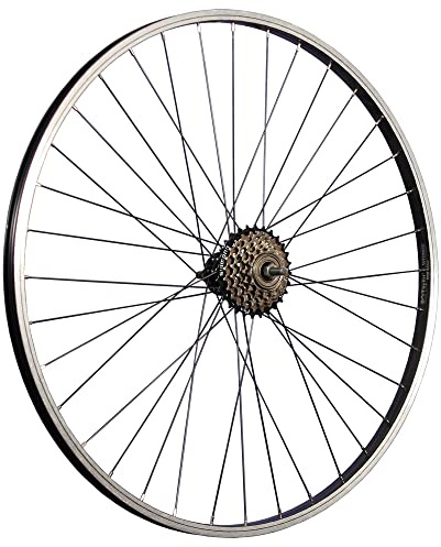 28 Zoll Fahrrad Hinterrad Aluminiumfelge mit 6 Fach Schraubkranz schwarz