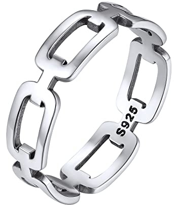 Bestyle Herren Bandring 925 Sterling Silber Panzerkette Fingerring mit grün/schwarzem Stein