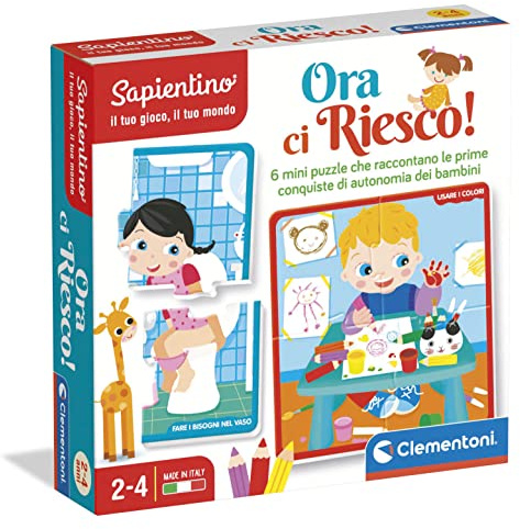 Clementoni Sapientino – Ora Ci Riesco!, Lernspiel mit Einsteckkarten für Kinder 2-4 Jahre, Puzzle zur Entwicklung von Autonomie und Geschicklichkeit, Made in Italy, italienische Sprache, 16783