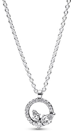 PANDORA Timeless Funkelnde Herbarium Kreis mit Cluster Anhänger Halskette aus Sterling Silber mit Zirkonia Steinen, Größe 45cm, 392620C01-45