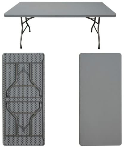 Solycarpa Mesa Rectangular 180 x 76 Cm con Patas Plegables de Exterior, Jardín, Catering, Hostelería y Eventos. Auxiliar para Comedor y Camping. Fácil de Transportar, Portátil y de PVC.