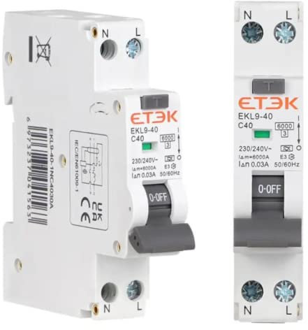 Différentiel surimmunisé 40A 30mA Classe A SI, 2P, F+N et 6kA, espace réduit. RCBO 6KA 1P+N 30mA Courbe C Type A. Protection contre les surintensités et les fuites. Interrupteur différentiel Mini