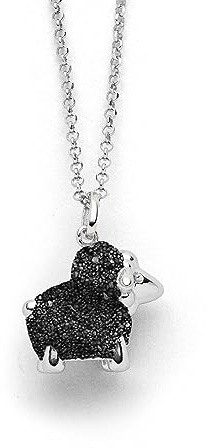 DUR Schmuck Anhänger SCHAF Lavasand, Silber 925/- rhodiniert (P4326)
