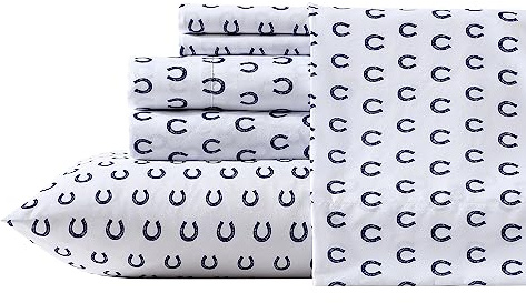 Wrangler - Twin Size Sheet Set, Ultra-Soft & Wrinkle-Resistant Bedding for Year Round Comfort, Deep Pockets, Bed Sheets with Matching Fitted Sheet & Pillowcase (Horseshoe Dots Navy)