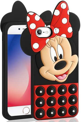 oqpa for iPhone 8/7/6s/6/SE 2022/SE 2020 Case Cute Cartoon 3D Character Design Girly Cases for Girls Women Teens Kawaii Unique Fun Cool Funny Silicone Soft Cover for Apple SE 3rd/2nd, Bow