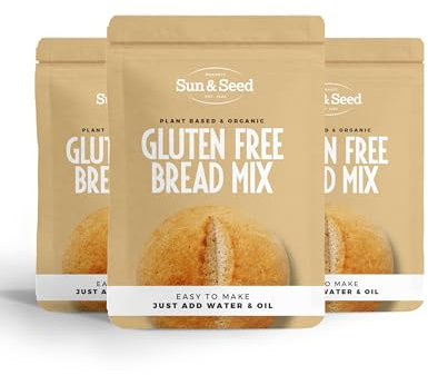 Sun & Seed Gluten-Free Bread Loaf Mix 3 x 300g – Organic Ingredients – Easy to Bake, Soft & Satisfying Texture – Vegan-Friendly – Perfect for Sandwiches, Toast, Snacks & Sharing