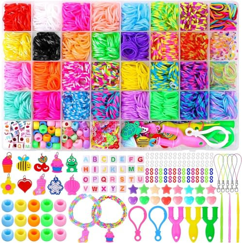 DTYDECLE 2700+ Loom Bänder Set für Armbänder, Loops Gummis Bänder Loom Rubber Bands Kit Kinder Basteln für Junge und Mädchen