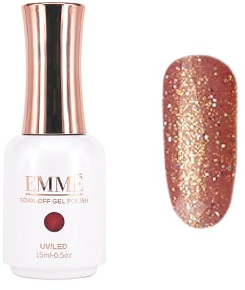CÔEM - Premium Gel UV Nagellack langanhaltend für UV-Lampe - Gellack Shellac 400 Farben (Glitzer, Metallic, Schimmernd) Nail Polish schnelltrocknend & deckend - Gelnagellack 15ml GP287 braun/glitzer