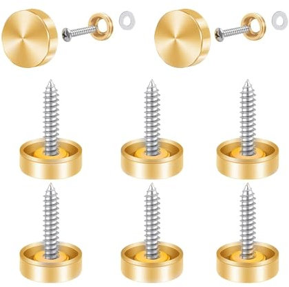 Leliafleury Lot de 8 cache-vis décoratifs de 30 mm en acier inoxydable brossé doré pour miroirs, plaques de bain, tables, armoires, meubles