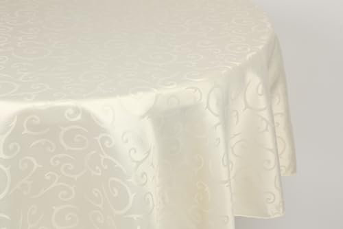 Betz Edle Jacquard Tischdecke 100% Polyester Größe 160 x 220 cm Form oval Farbe Creme
