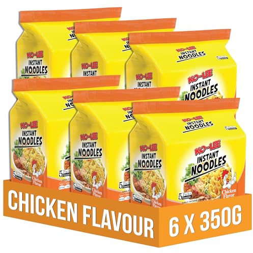 Ko - Lee Instant Noodles Chicken Flavour 350g (Pack of 6) - Ideal for Snacking, Stir-Frying, Soups or as a Side Dish - Instant Noodles (Chicken 350g (Pack of 6))