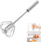 Hand Push Rotary Whisk Blender, Stainless Steel Egg Beater, Versatile Milk Frother, Semi-Automatic for Blending, Whisking & Stirring (12in)