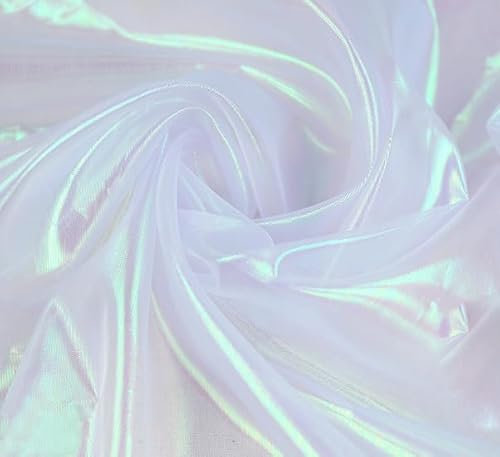 YYCRAFT Zweifarbiger transparenter Organza-Stoff, Meterware für Vorhänge, Hochzeiten, Dekoration, 2 Meter, schillerndes Weiß