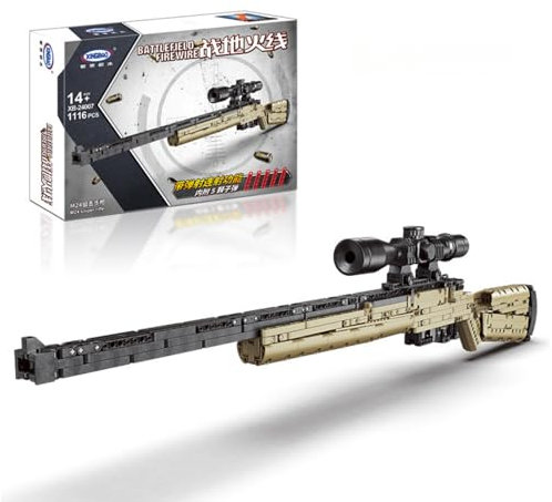 Siellmy Technik Gewehr Bausteine Bausatz, 1116 Klemmbausteine Schießbar M24 Modell mit Bullets, Kompatibel mit Andere Marken