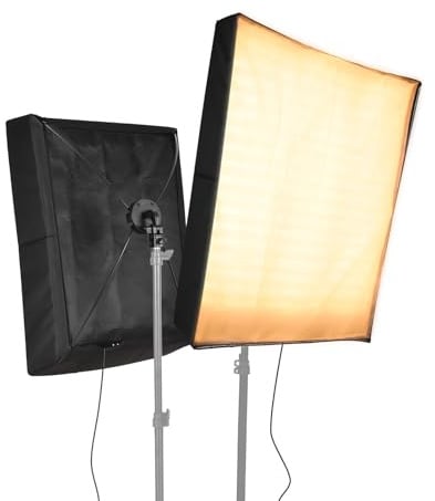 Andoer Kit di illuminazione per video LED pieghevole da 40 x 60 cm, con pannello LED flessibile da 70 W regolabile 3000 K-6500 K con telecomando Softbox per Youtube TikTok