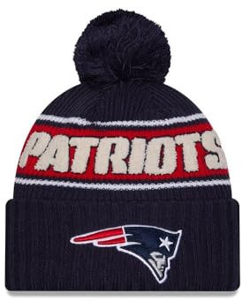 New Era New England Patriots NFL 2024 Sideline Sport Knit Blau Bommelmütze - One-Size