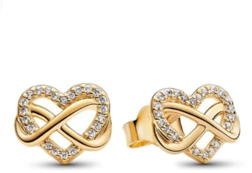 Ohrringe für Damen, 925 Sterling Silber Schmuck mit Herz Liebe Kristallen, Weihnachten Geburtstag Geschenke für Frau Freundin (Goldene Liebe)