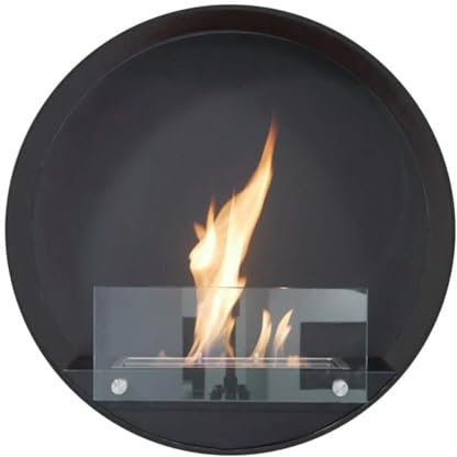 Delaware Ethanol-Wandkamin, runde Form, H: 60 cm x B: 60 cm x T: 20 cm, gemütliche Atmosphäre, erhältlich, 2 kW.