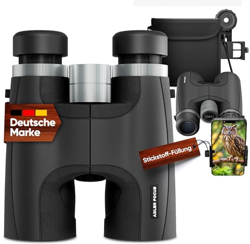 Adler Focus 12x42 Nitro, Magnesium Fernglas mit Nitrogenfüllung, wasserdicht, Fernglas für Erwachsene, BAK4 HD Prisma + FMC Objektiv, mit Eagle-Eye, Perfekt für Brillenträger!