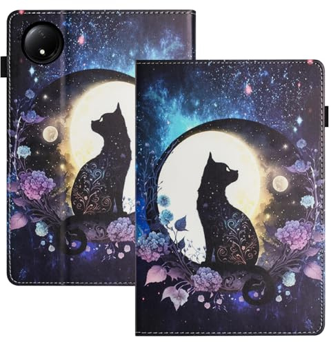 LSPCASA Carcasa para Redmi Pad SE 8.7 / Redmi Pad SE 8.7 Pulgadas PU+TPU Material Funda Redmi Pad SE 8.10 Pulgadas con Ranuras para Tarjetas Fundas con Cierre Magnético, Gato