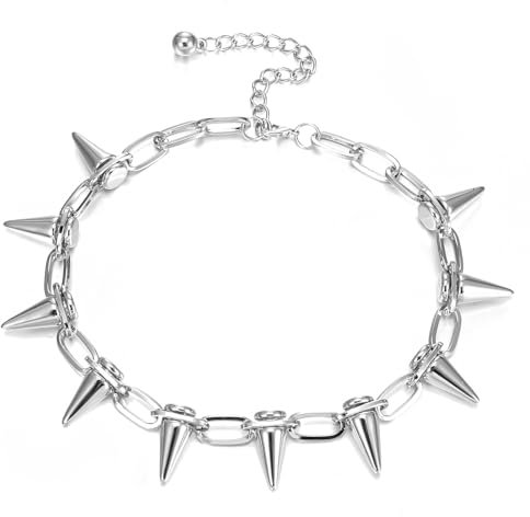 Abeillo Goth Choker-Halsketten für Frauen, Spike Choker Punk Rock Choker Schmuck Vintage Y2k Accessoires für Männer und Frauen (Silber)