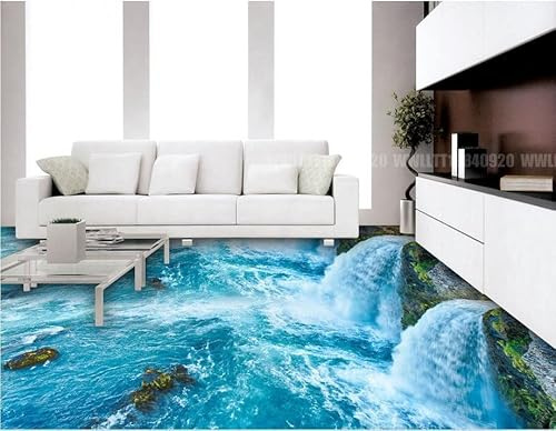 Adesivo per pavimento in PVC 3D personalizzato con mondo oceanico per decorazione del bagno, carta da parati autoadesiva in vinile con piastrelle per pavimenti 3D, adesivi da parete per camera dei