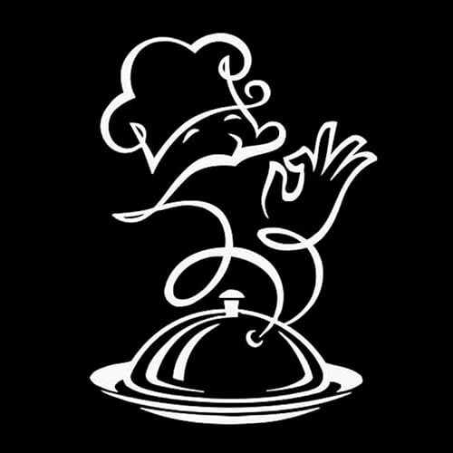 JIFENLI Autoaufkleber 12,1 cm * 16,4 cm Guten Appetit Koch Hut Vinyl Auto Styling Auto Zubehör Aufkleber Schwarz/Silber