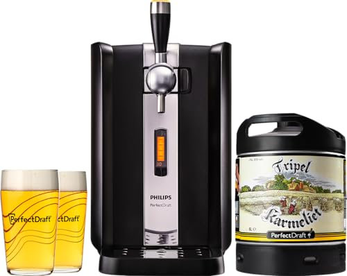Pack tireuse PerfectDraft + 1 fût de bière + 2 verres PerfectDraft - Idée cadeau (Tripel Karmeliet)