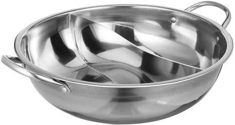 WEKADRIN Olla pato mandarín de acero inoxidable con infusor olla caliente eléctrica sartén líquido todo olla hot pot olla para hot pot bandeja divisoria cacerola caliente dividida Silver