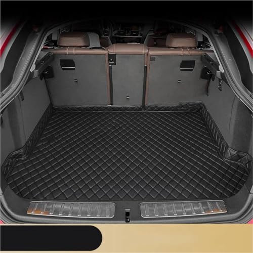 Bandeja Suelo Alfombrilla para El Maletero De Coche para Volvo XC90 De 7 Plazas 2016-2024, De Piel, Impermeable, Antirayaduras, Bandeja De Carga Coche Maletero(Negro Negro)